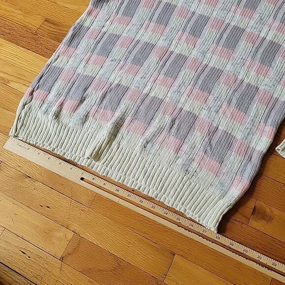 Gino Panini Vintage Pastel Plaid Rib Knit Pullover Crewneck Sweater Preppy Retro - Picture 8 of 12
